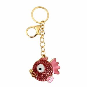 Fish Pink Rhinestone Gold Key Chain/Bag Charm